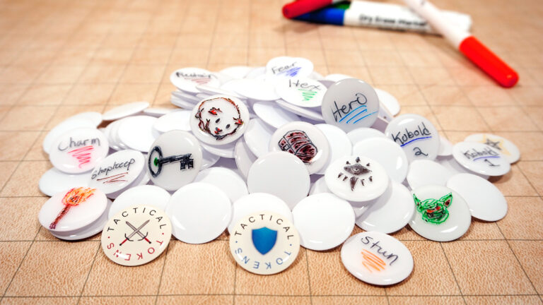 Pile of 100 Blank 1 Inch Dry&Wet Erase Tactical Tokens
